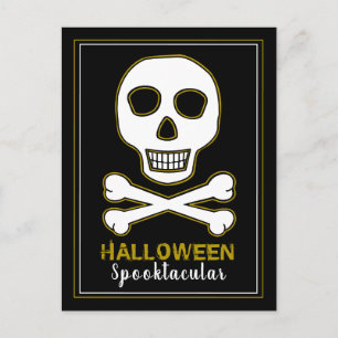 Crâne et os, Gold Halloween Party Invitation