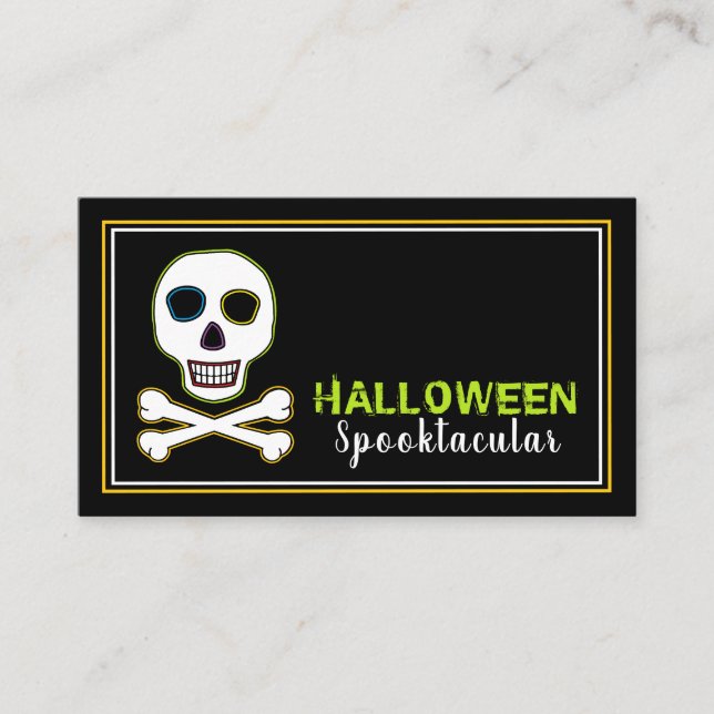 Crâne et os, Neon Halloween Invitation de ticket (Devant)