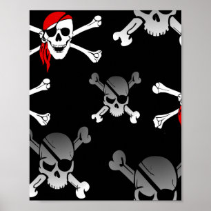 Crâne et os Parti Pirate Poster