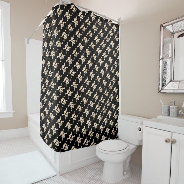 Crâne et rideau en douche d'os croisés (En situation)