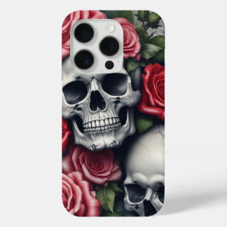 Crâne et Rose Apple iPhone 15 Pro Coque