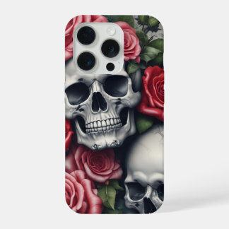 Crâne et Rose Apple iPhone 15 Pro Coque