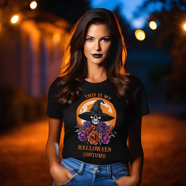 Crâne et Roses Voici mon T-shirt Costume Halloween (🌹 Your Unique Twist: Skull Witch Halloween Costume T-shirt! 👻)