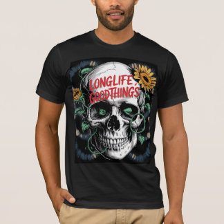 Crâne et tournesol Graphisme T-shirt pour hommes