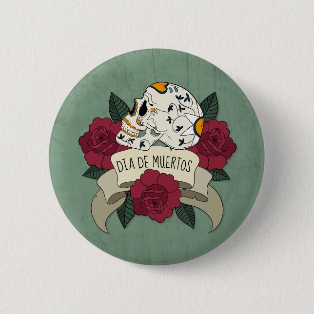 Crâne floral Dia de los Muertos | Badge (Devant)