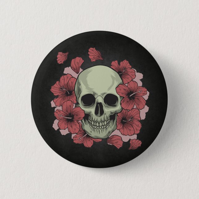 Crâne floral Dia de los Muertos | Badge (Devant)