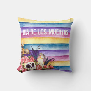 Crâne floral Dia de los Muertos   Coussin décorati