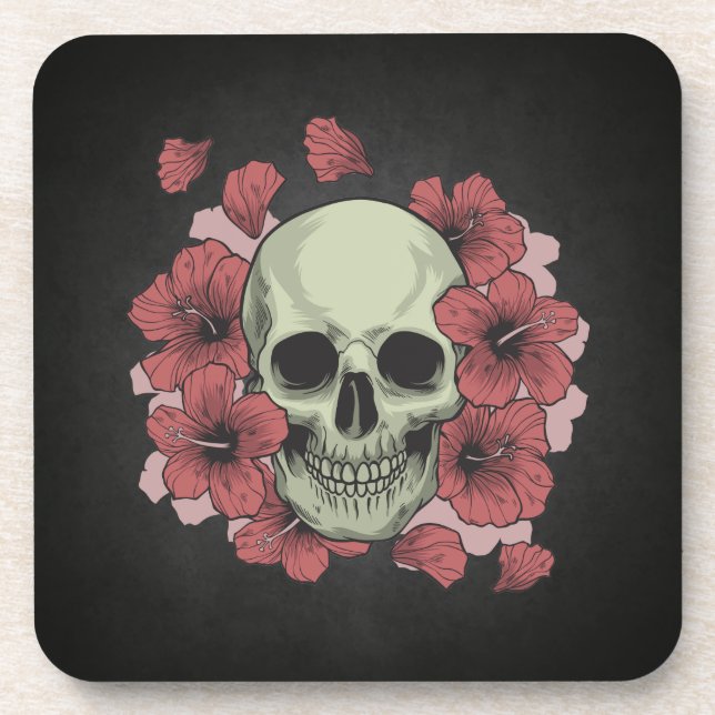 Crâne floral Dia de los Muertos | DESSOUS DE VERRE (Devant)