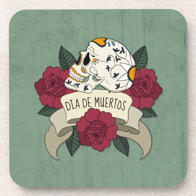 Crâne floral Dia de los Muertos | DESSOUS DE VERRE (Devant)