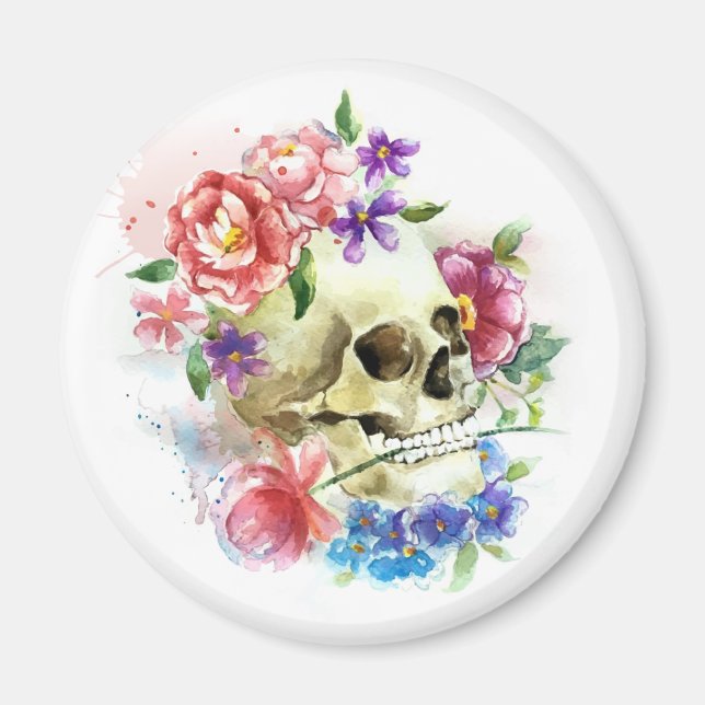 Crâne floral Dia de los Muertos | Magnet (Devant)