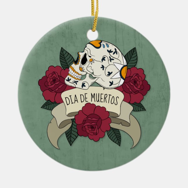 Crâne floral Dia de los Muertos | Ornement (Devant)