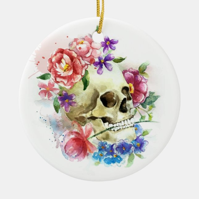 Crâne floral Dia de los Muertos | Ornement (Devant)