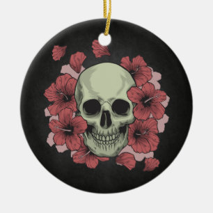 Crâne floral Dia de los Muertos   Ornement