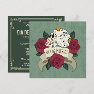 Crâne floral Dia de los Muertos Party Invitation
