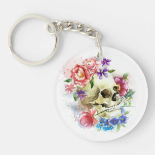 Crâne floral Dia de los Muertos   Porte-clé