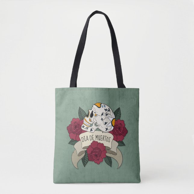 Crâne floral Dia de los Muertos | Sac fourre-tout (Devant)