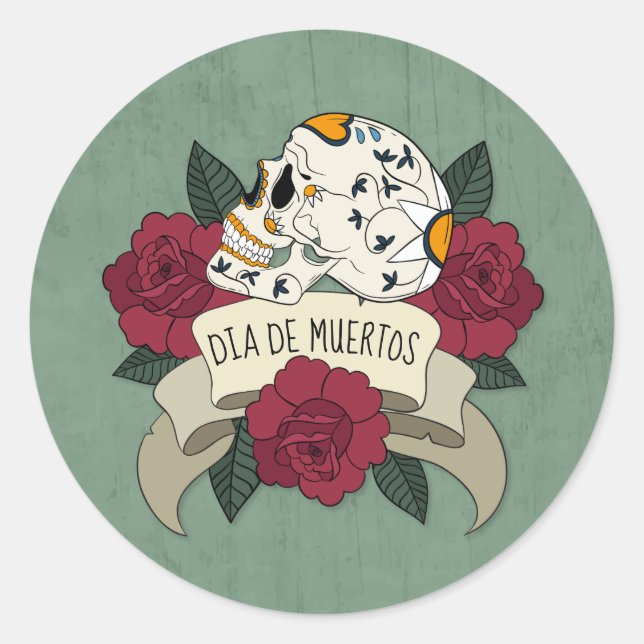 Crâne floral Dia de los Muertos | Sticker (Devant)