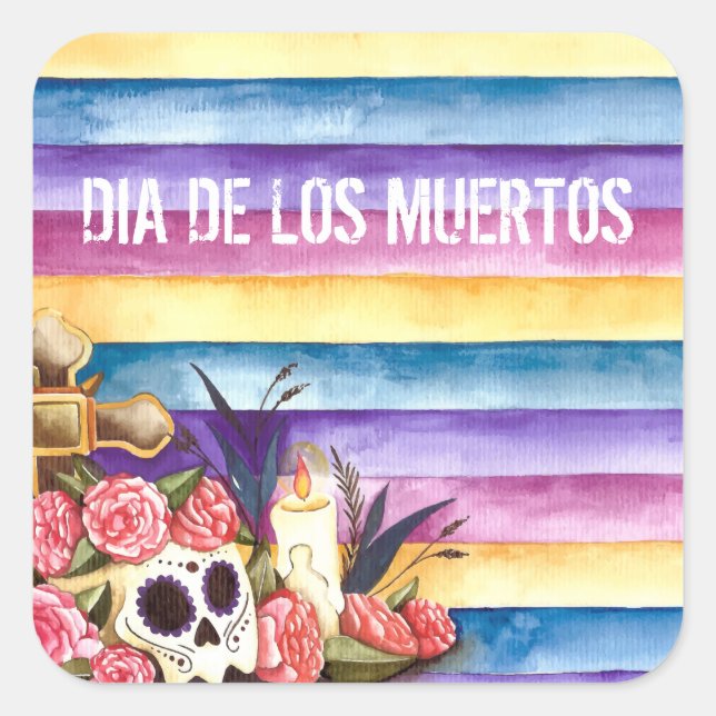 Crâne floral Dia de los Muertos | Sticker (Devant)