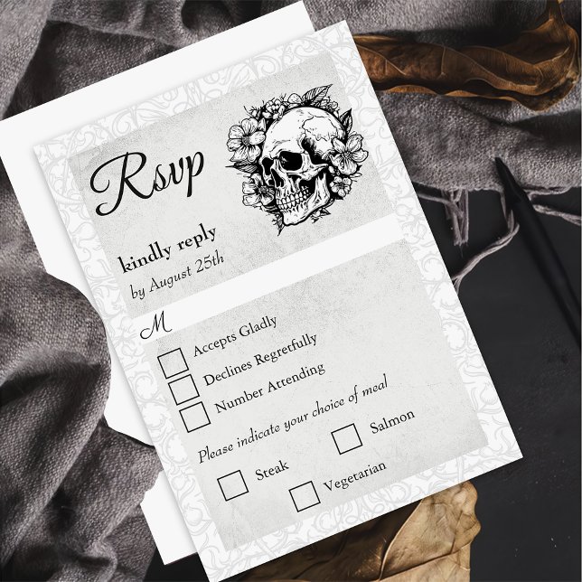 Crâne floral gothique Halloween Mariage Carte RSVP (Créateur téléchargé)
