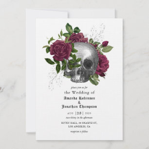 Crâne floral lunaire Faire-part de mariage gothiqu