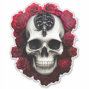 Crâne foncé et gothique et Sticker en vinyle Rose