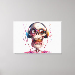Crâne funky avec impression d'art de casque audio