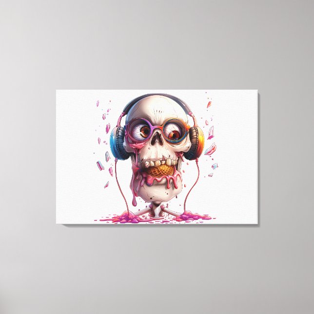 Crâne funky avec impression d'art de casque audio  (Recto)