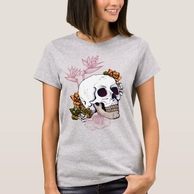 Crâne glacé aux fleurs de Strelitzia T-Shirt (Devant)