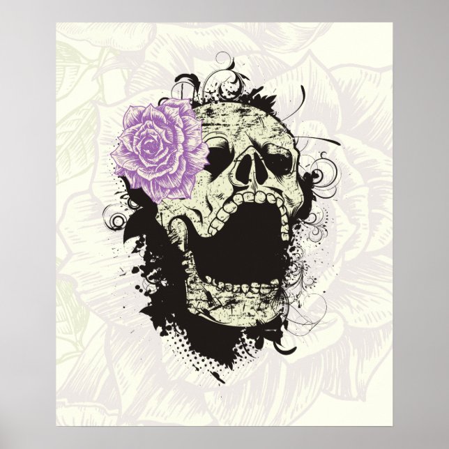 crâne gothique cool et affiche personnalisée rose  (Devant)