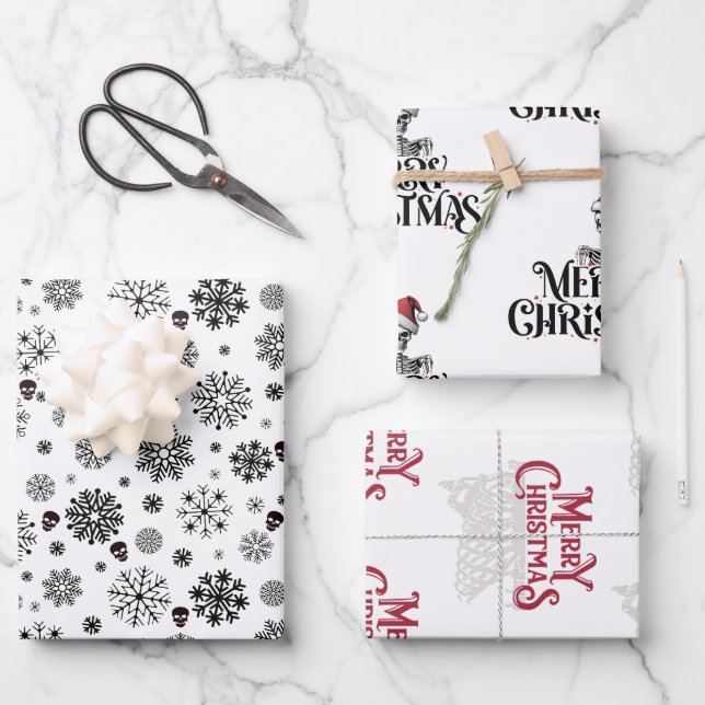 Crâne gothique Papier d'enveloppement de Noël (Recto)