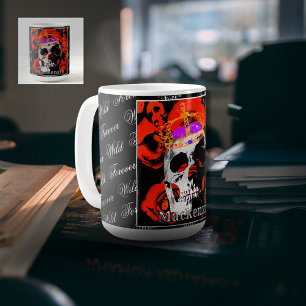 Crâne gothique personnalisé Roses rouges Café Mug