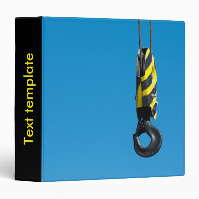 Crane hook with yellow and black stripes hanging binder (Front/Spine)