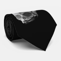 Crâne humain Macabre noir soyeux cravate