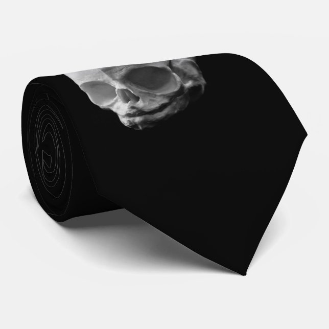 Crâne humain Macabre noir soyeux cravate (Roulé)