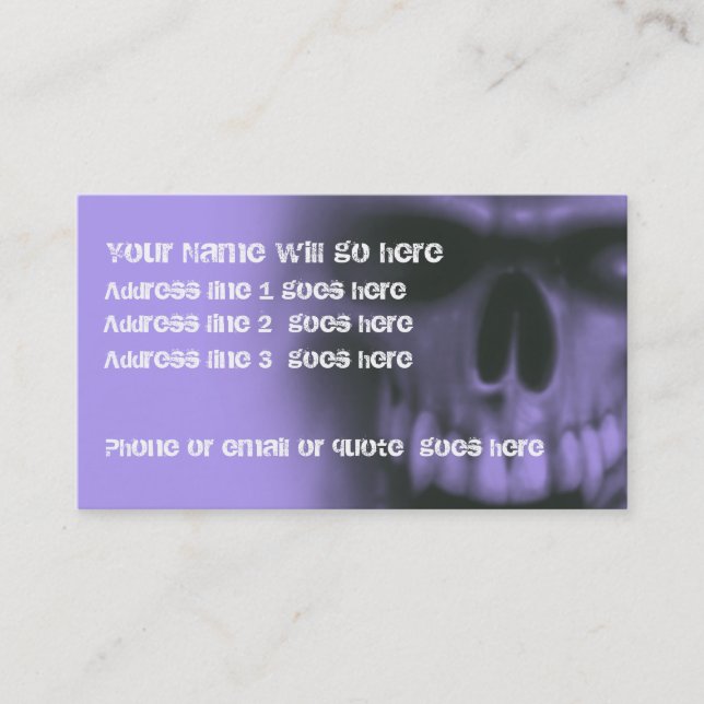 Crâne mauvais de Goth sur le carte de visite (Devant)