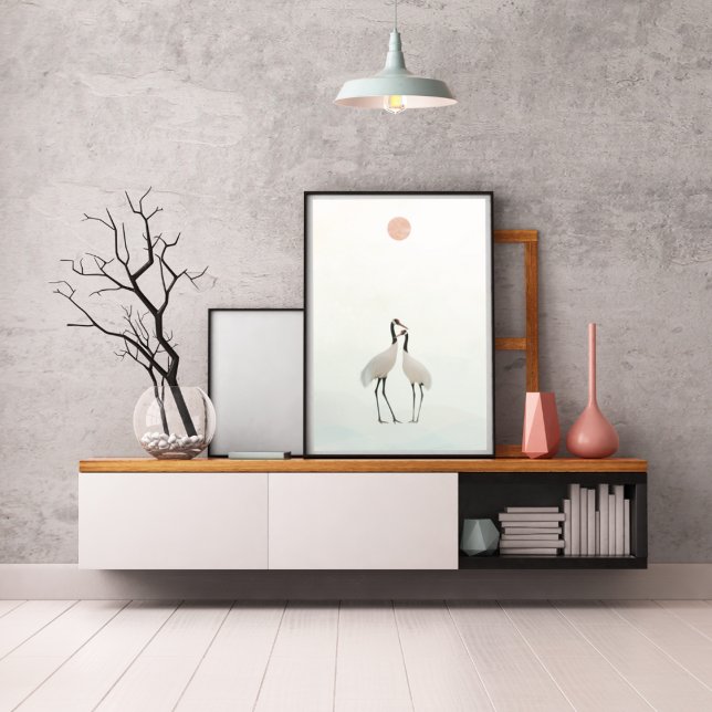 Crane Minimalist Aesthetic White Beige A-2 Poster (Creator Uploaded)