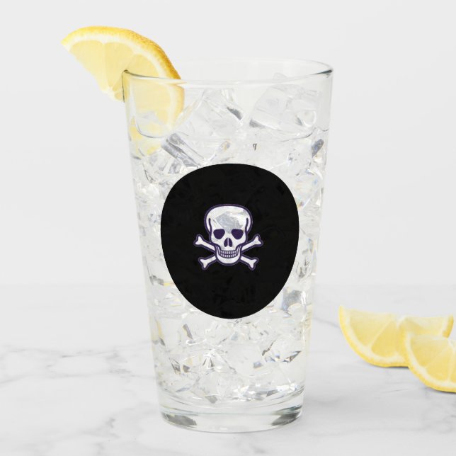 Crâne n Bones noir verre tumbler (Devant glace)