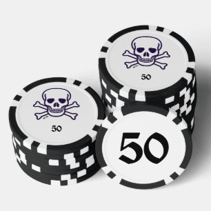 Crâne n os 50 jeton de poker rayé