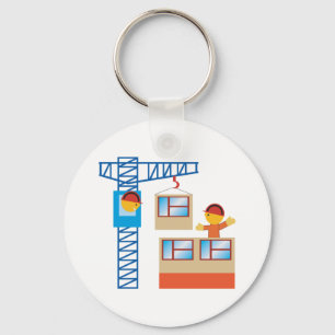 Crane Operator And Construction Worker Keychain