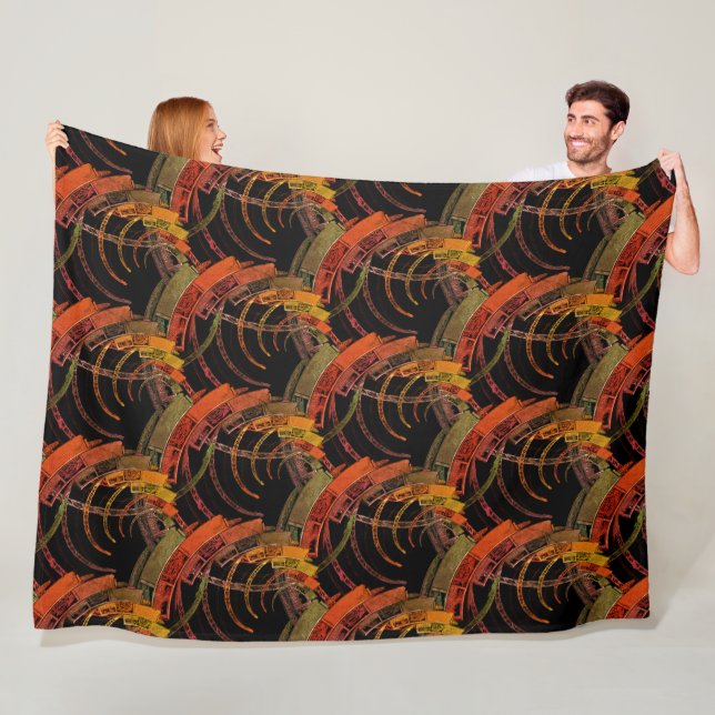 Crane Operator Crane Distortion Colourful Crawler Fleece Blanket (In Situ)