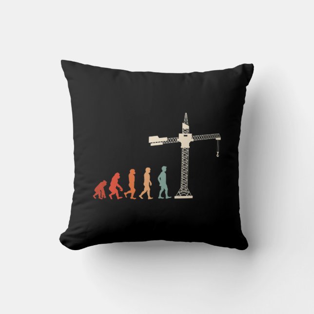 Crane Operator Crane Evolution Construction Worker Throw Pillow (Front)