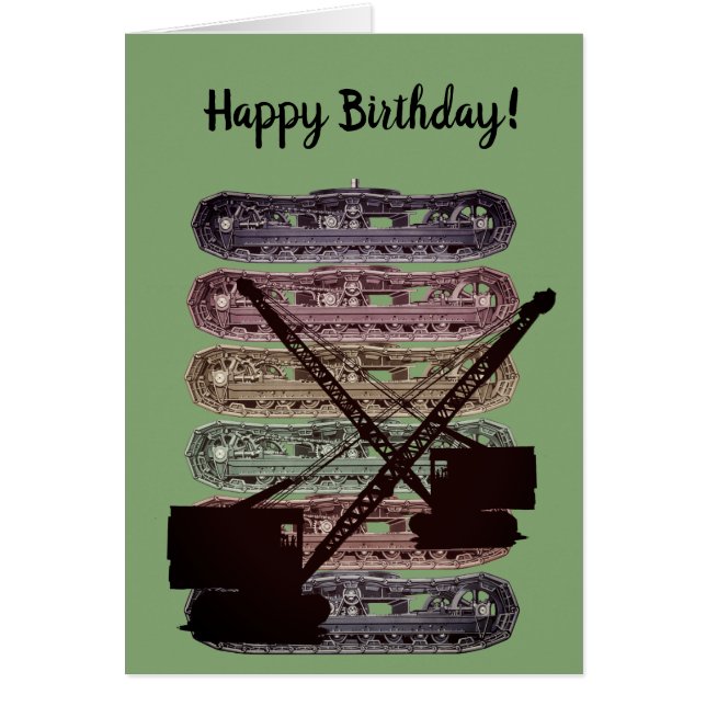 Crane Operator Crawler Crane Birthday Card Vintage (Front)