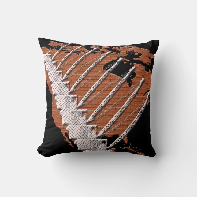 CRANE OPERATOR DIAMOND PLATE CRANE BRICK US MAP THROW PILLOW (Front)