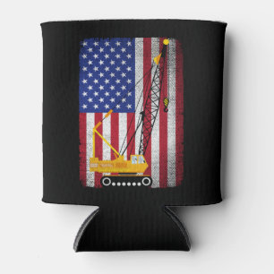 Crane Operator Heavy Machinery Usa American Flag  Can Cooler