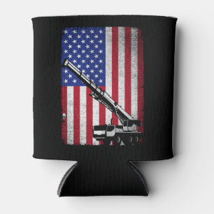 Crane Operator Heavy Machinery Usa American Flag  Can Cooler