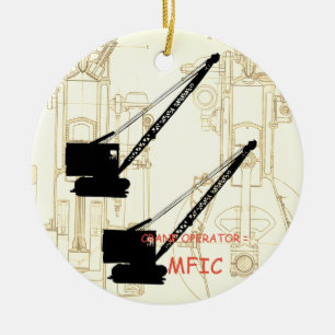 Crane operator = MFIC VINTAGE CRAWLER CRANE Ceramic Ornament