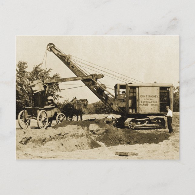 Crane Operator Northwest Loading Horse n Buggy Old Postcard (Front)