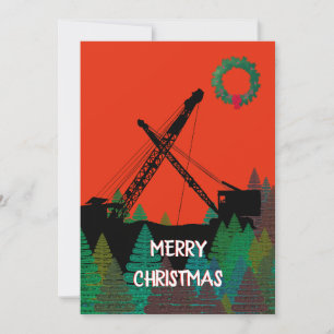 CRANE OPERATOR VINTAGE CRAWLWER CRANE NORTHWEST HOLIDAY CARD