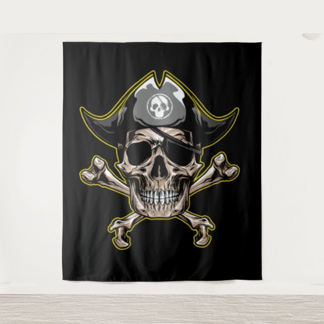 Crâne pirate Capitaine Royal Treasure Tapisserie (Devant)