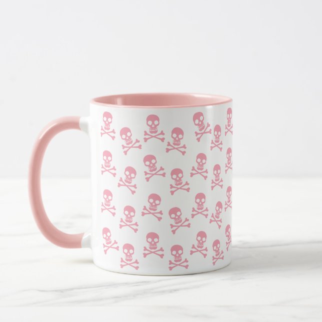 Crâne Rose Cute Et Motif Crossbones Mug (Gauche)